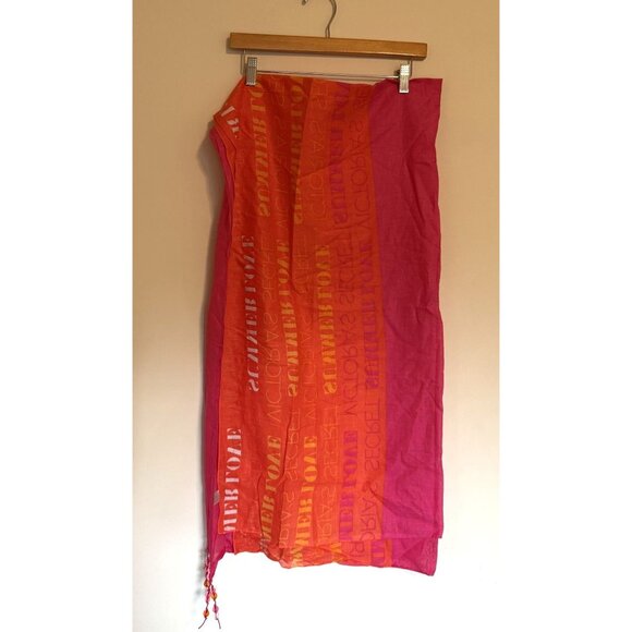 Victoria's Secret Logo Pink and Orange Beach Wrap Sarong Cover Up Y2K - Picture 2 of 8
